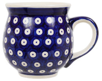 A picture of a Polish Pottery Large Belly Mug (Dot to Dot) | K068T-70A as shown at PolishPotteryOutlet.com/products/large-belly-mug-dot-to-dot