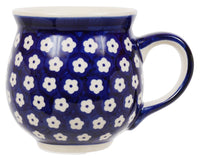 A picture of a Polish Pottery Large Belly Mug (Flower Dot) | K068T-70M as shown at PolishPotteryOutlet.com/products/large-belly-mug-flower-dot