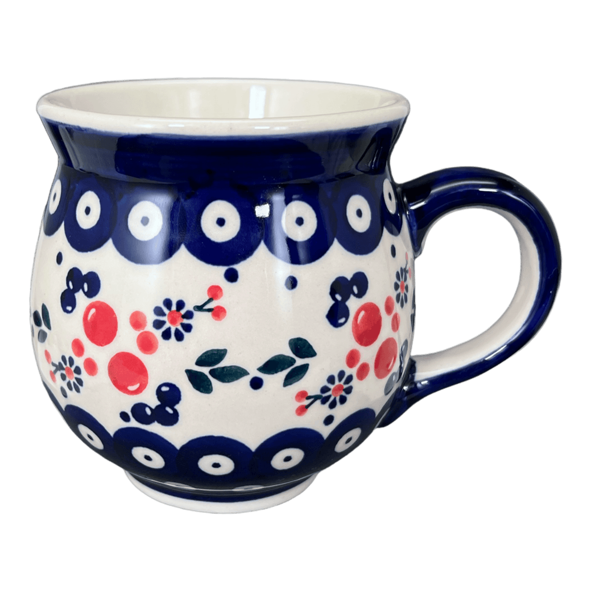 Mug, Belly Mug, 16 oz Large in "Berry Dot" by Manufaktura | K068T-BL04
