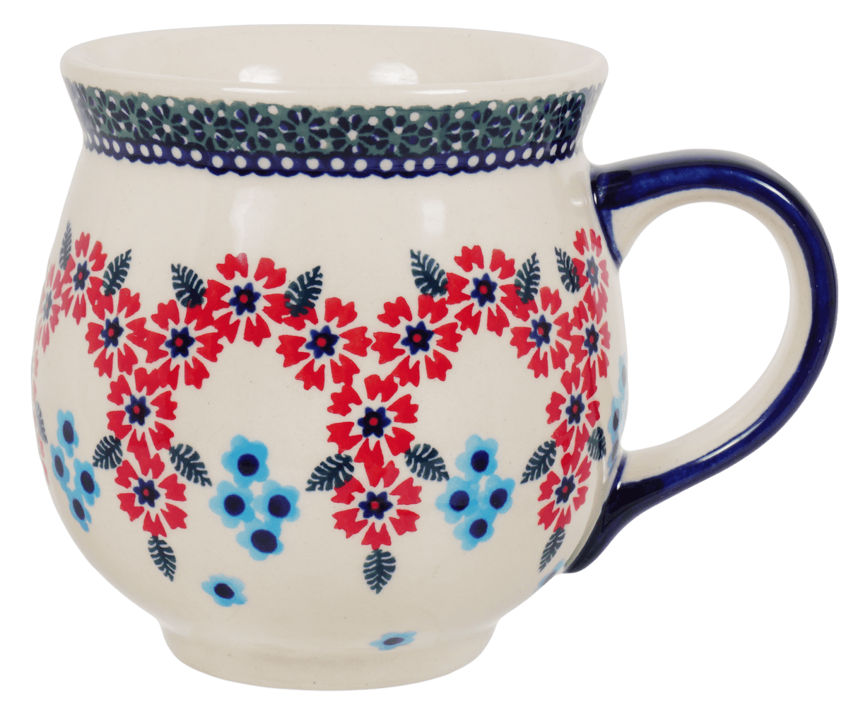 Mug, Belly Mug, 16oz Large in "Floral Symmetry" by Manufaktura | K068T-DH18