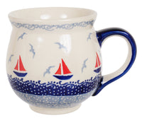 A picture of a Polish Pottery Large Belly Mug (Smooth Seas) | K068T-DPML as shown at PolishPotteryOutlet.com/products/large-belly-mug-smooth-seas