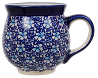 A picture of a Polish Pottery Large Belly Mug (Blue on Blue) | K068T-J109 as shown at PolishPotteryOutlet.com/products/large-belly-mug-blue-on-blue