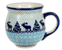 A picture of a Polish Pottery Large Belly Mug (Peaceful Season) | K068T-JG24 as shown at PolishPotteryOutlet.com/products/large-belly-mug-peaceful-season