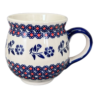 A picture of a Polish Pottery Large Belly Mug (Swedish Flower) | K068T-KLK as shown at PolishPotteryOutlet.com/products/large-belly-mug-klk-k068t-klk