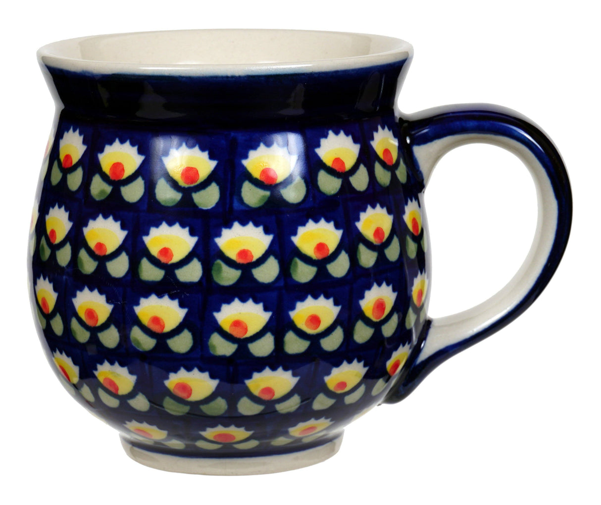 Mug, Belly Mug, 16oz Large in "Tulip Azul" by Manufaktura | K068T-LW