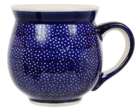 A picture of a Polish Pottery Large Belly Mug (Night Sky) | K068T-MARM as shown at PolishPotteryOutlet.com/products/large-belly-mug-night-sky