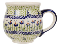 A picture of a Polish Pottery Large Belly Mug (Riverbank) | K068T-MC15 as shown at PolishPotteryOutlet.com/products/large-belly-mug-riverbank