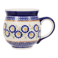 A picture of a Polish Pottery Large Belly Mug (Mums the Word) | K068T-P178 as shown at PolishPotteryOutlet.com/products/large-belly-mug-mums-the-word