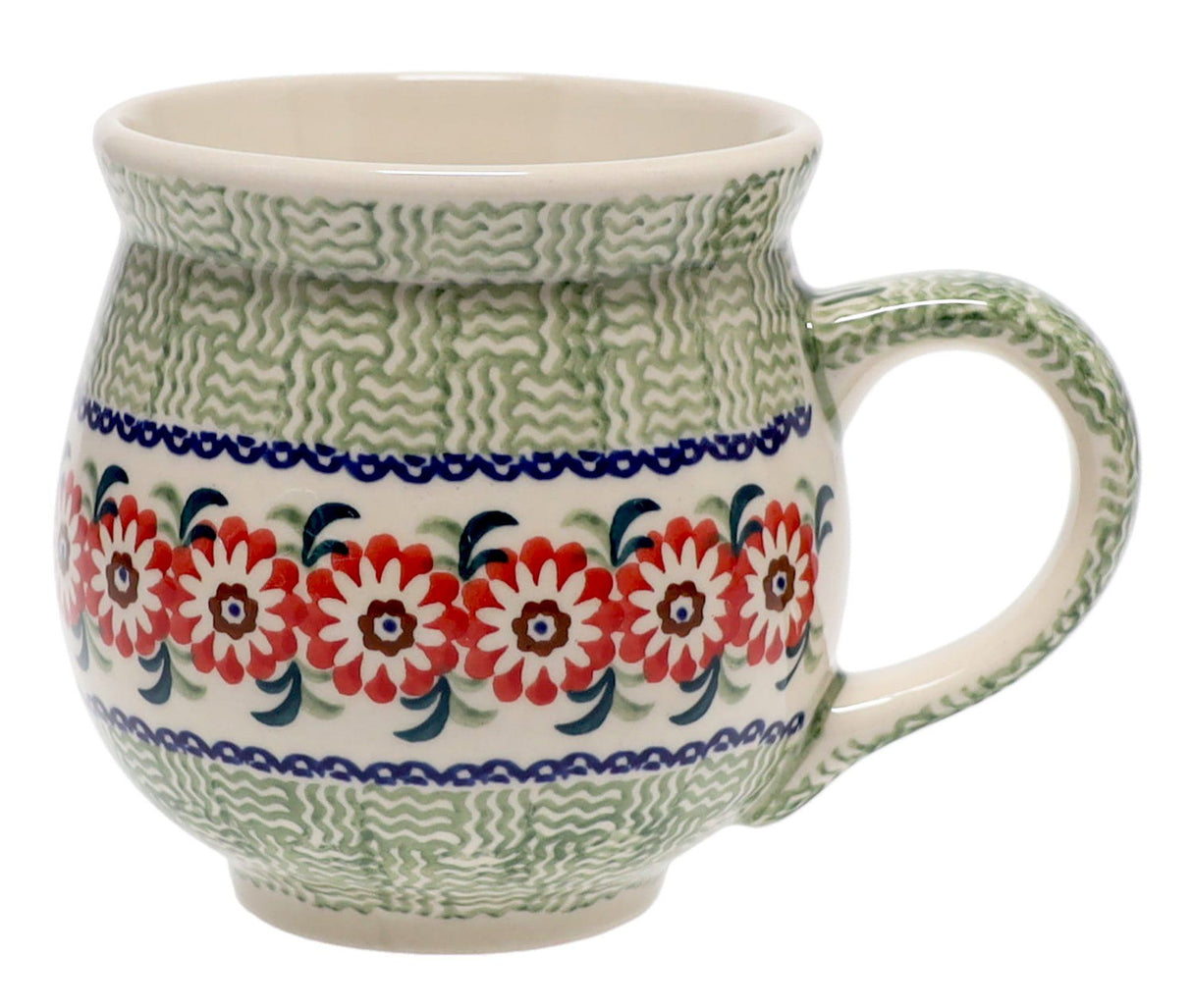 Mug, Belly Mug, 16oz Large in "Woven Reds" by Manufaktura | K068T-P181