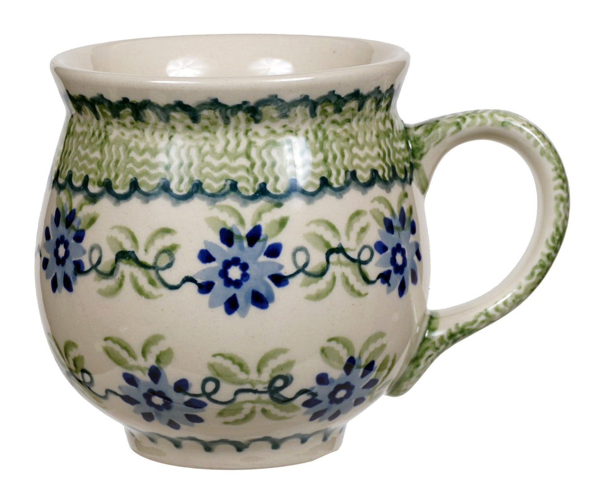 Mug, Belly Mug, 16oz Large in "Woven Blues" by Manufaktura | K068T-P182