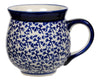 Polish Pottery Large Belly Mug (Blue Thicket) | K068T-P364 at PolishPotteryOutlet.com