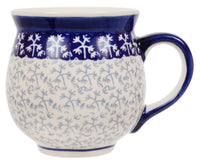 A picture of a Polish Pottery Large Belly Mug (Frosty Thicket) | K068T-P374 as shown at PolishPotteryOutlet.com/products/large-belly-mug-frosty-thicket