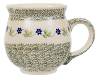 A picture of a Polish Pottery Large Belly Mug (Woven Starflowers) | K068T-RV01 as shown at PolishPotteryOutlet.com/products/large-belly-mug-k068t-rv01