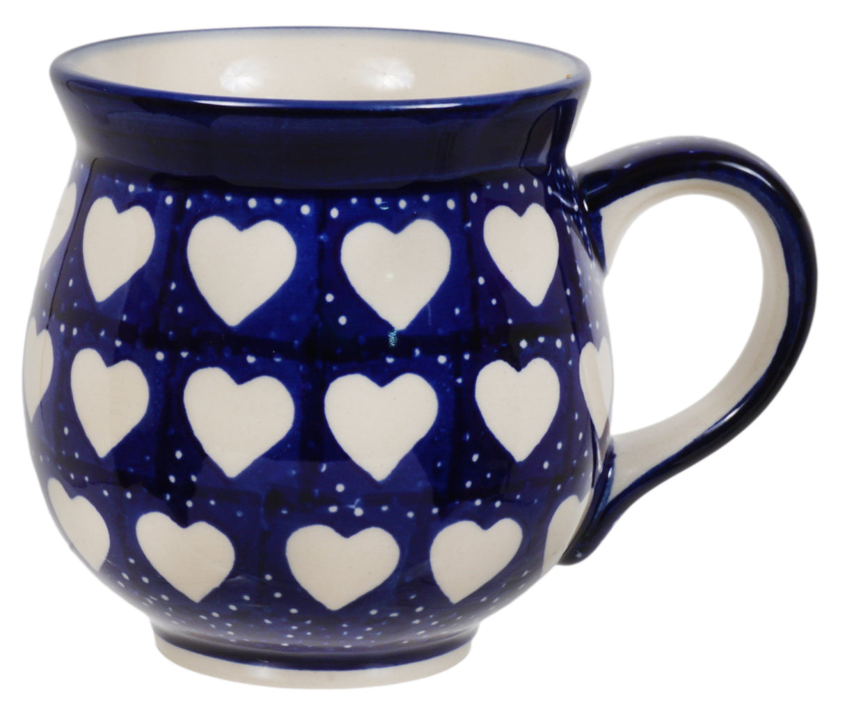 Mug, Belly Mug, 16oz Large in "Sea of Hearts" by Manufaktura | K068T-SEA