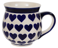 A picture of a Polish Pottery Large Belly Mug (Whole Hearted) | K068T-SEDU as shown at PolishPotteryOutlet.com/products/large-belly-mug-whole-hearted