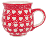 Mug, Belly Mug, 16 oz Large in "Torrent of Hearts Red" by Manufaktura | K068T-SEMC