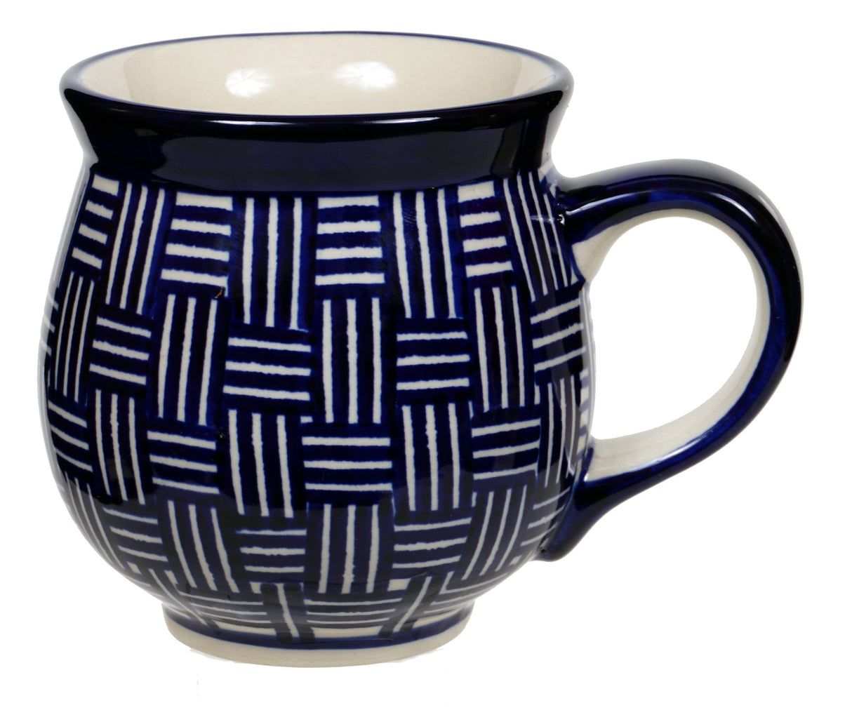 Mug, Belly Mug, 16oz Large in "Blue Basket Weave" by Manufaktura | K068U-32