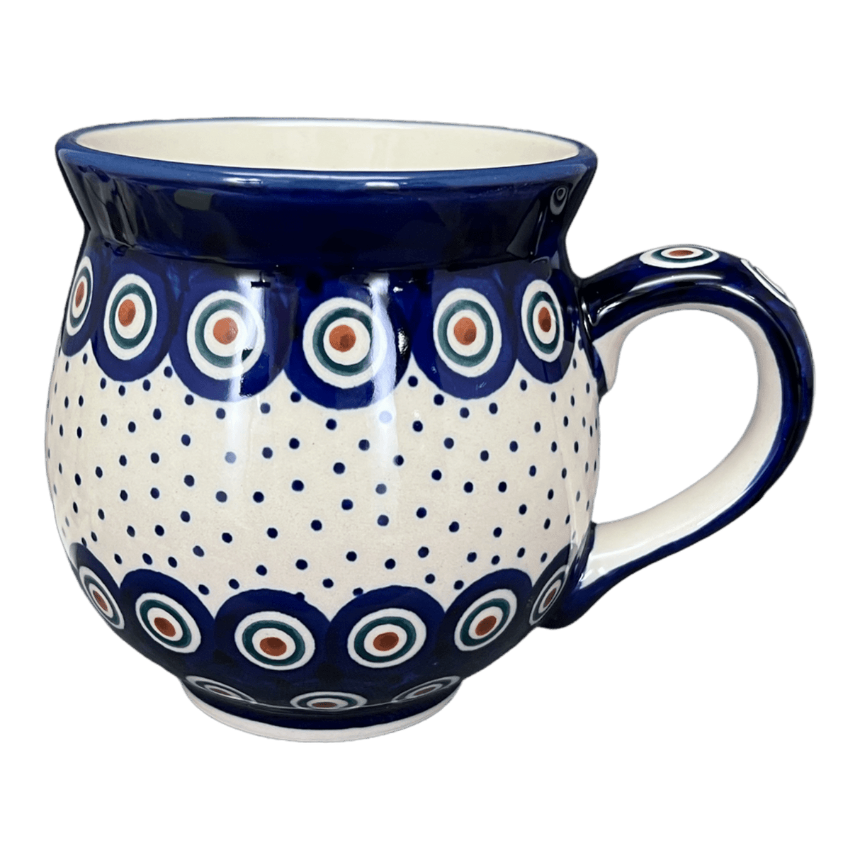 Mug, Belly Mug, 16oz Large in "Peacock Dot" by Manufaktura | K068U-54K