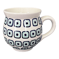 A picture of a Polish Pottery Large Belly Mug (Green Retro) | K068U-604A as shown at PolishPotteryOutlet.com/products/large-belly-mug-green-retro-k068u-604a