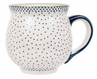A picture of a Polish Pottery Large Belly Mug (Misty Green) | K068U-61Z as shown at PolishPotteryOutlet.com/products/large-belly-mug-misty-green