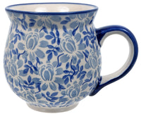 A picture of a Polish Pottery Large Belly Mug (English Blue) | K068U-AS53 as shown at PolishPotteryOutlet.com/products/large-belly-mug-english-blue