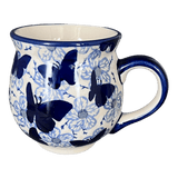 Mug, Belly Mug, 16 oz Large in "Blue Butterfly" by Manufaktura | K068U-AS58