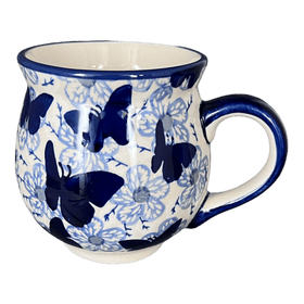 Polish Pottery Large Belly Mug (Blue Butterfly) | K068U-AS58 Additional Image at PolishPotteryOutlet.com
