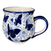 Polish Pottery Large Belly Mug (Blue Butterfly) | K068U-AS58 at PolishPotteryOutlet.com