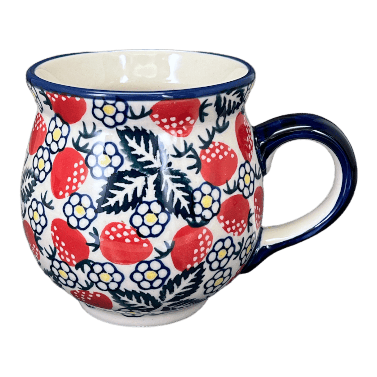 Mug, Belly Mug, 16oz Large in "Strawberry Fields" by Manufaktura | K068U-AS59