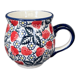 Mug, Belly Mug, 16 oz Large in "Strawberry Fields" by Manufaktura | K068U-AS59