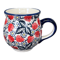 A picture of a Polish Pottery Large Belly Mug (Strawberry Fields) | K068U-AS59 as shown at PolishPotteryOutlet.com/products/large-belly-mug-strawberry-fields-k068u-as59