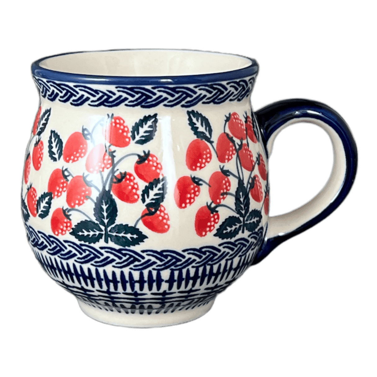 Mug, Belly Mug, 16oz Large in "Fresh Strawberries" by Manufaktura | K068U-AS70