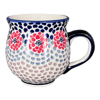 A picture of a Polish Pottery Large Belly Mug (Falling Petals) | K068U-AS72 as shown at PolishPotteryOutlet.com/products/large-belly-mug-falling-petals-k068u-as72