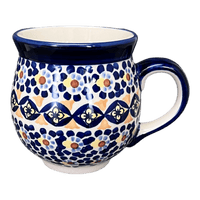 A picture of a Polish Pottery Large Belly Mug (Kaleidoscope) | K068U-ASR as shown at PolishPotteryOutlet.com/products/large-belly-mug-kaleidoscope-k068u-asr
