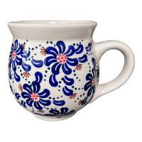 A picture of a Polish Pottery Large Belly Mug (Floral Fireworks) | K068U-BSAS as shown at PolishPotteryOutlet.com/products/large-belly-mug-bsas-k068u-bsas