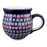 A picture of a Polish Pottery Large Belly Mug (Rings of Flowers) | K068U-DH17 as shown at PolishPotteryOutlet.com/products/large-belly-mug-dh17-k068u-dh17