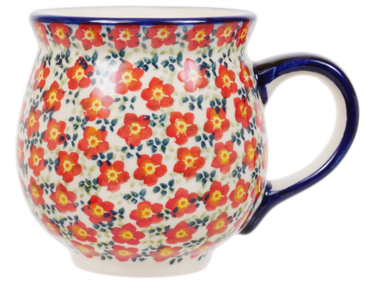 Mug, Belly Mug, 16oz Large in "Floral Revival Red" by Manufaktura | K068U-MCZE