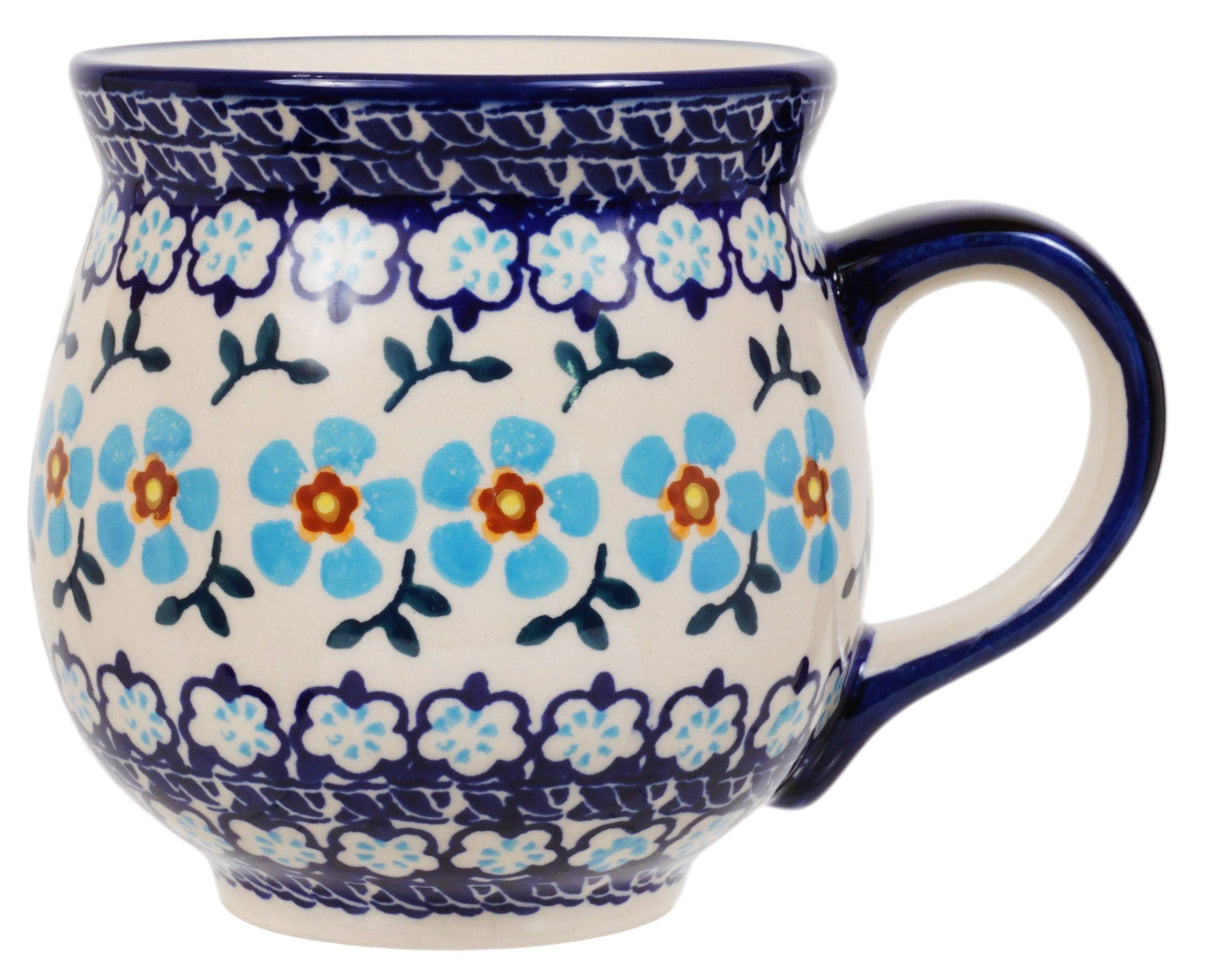 Mug, Belly Mug, 16oz Large in "Sky Blue Border" by Manufaktura | K068U-MS04