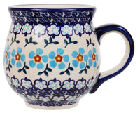 A picture of a Polish Pottery Mug, Belly Mug, 16oz Large in "Sky Blue Border" by Manufaktura | K068U-MS04 as shown at PolishPotteryOutlet.com/products/large-belly-mug-sky-blue-border