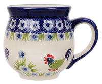 A picture of a Polish Pottery Large Belly Mug (Rise & Shine) | K068U-P319 as shown at PolishPotteryOutlet.com/products/large-belly-mug-rise-and-shine