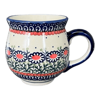 A picture of a Polish Pottery Large Belly Mug (Daisy Chain) | K068U-ST as shown at PolishPotteryOutlet.com/products/large-belly-mug-daisy-chain-k068u-st