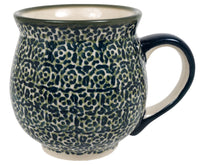 A picture of a Polish Pottery Large Belly Mug (Green Peace) | K068U-W56Z as shown at PolishPotteryOutlet.com/products/large-belly-mug-green-peace