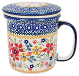 Mug, Tea Infuser Mug, 12 oz in "Ruby Bouquet" by Manufaktura | K073S-DPCS