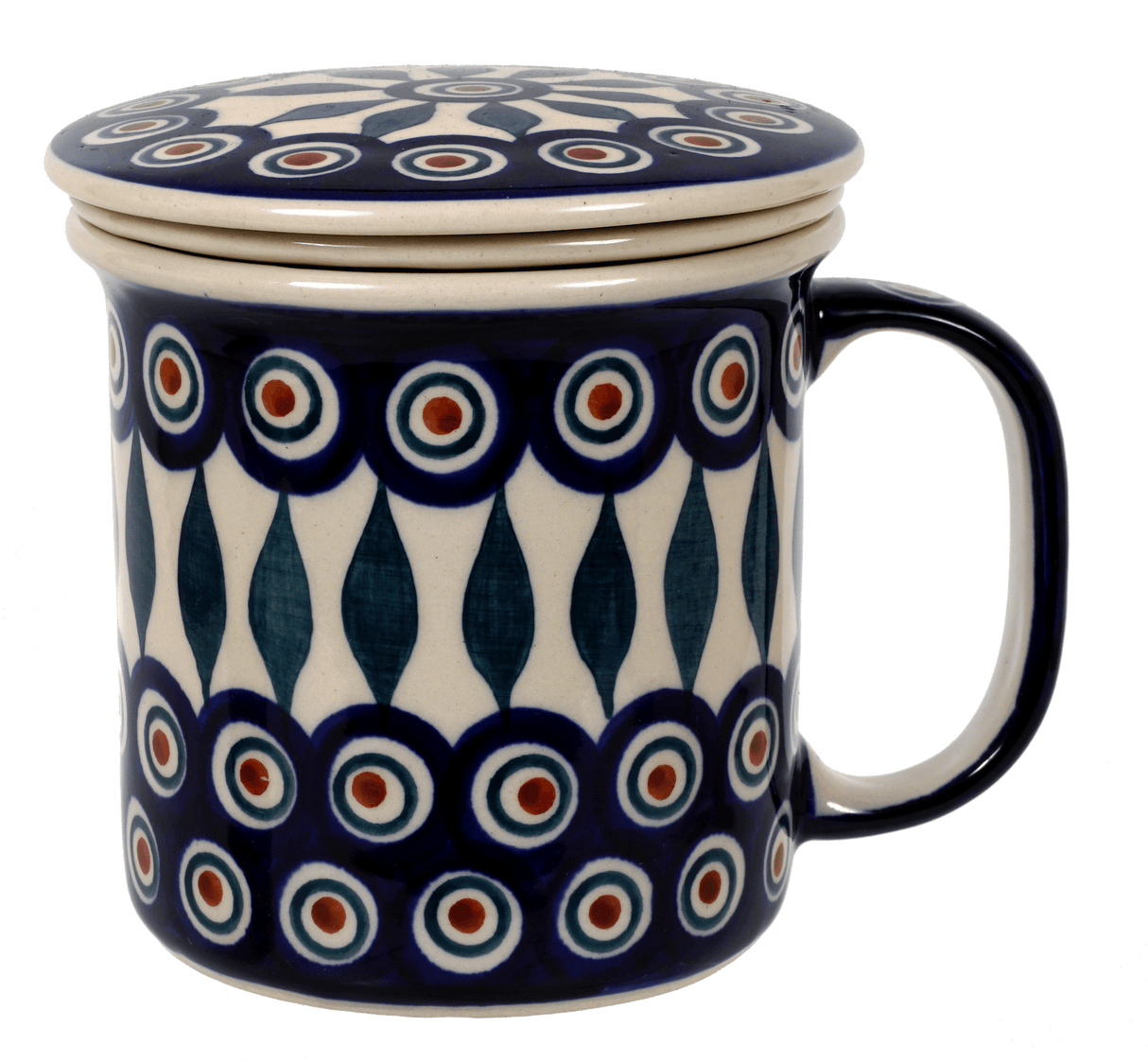 Mug, Tea Infuser, 12 oz in "Peacock" by Manufaktura | K073T-54