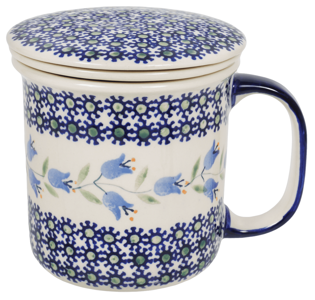 Mug, Tea Infuser, 12 oz in "Lily of the Valley" by Manufaktura | K073T-ASD