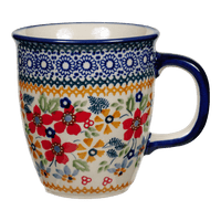 A picture of a Polish Pottery Mars Mug (Ruby Bouquet) | K081S-DPCS as shown at PolishPotteryOutlet.com/products/mars-mug-ruby-bouquet