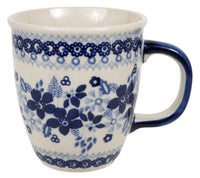 A picture of a Polish Pottery Mug, Mars Mug, 10oz Small in "Duet in Blue" by Manufaktura | K081S-SB01 as shown at PolishPotteryOutlet.com/products/mars-mug-duet-in-blue