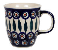 A picture of a Polish Pottery Mug, Mars Mug, 10oz Small in "Peacock" by Manufaktura | K081T-54 as shown at PolishPotteryOutlet.com/products/mars-mug-peacock