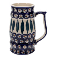 A picture of a Polish Pottery The Fine Stein (Peacock) | K082T-54 as shown at PolishPotteryOutlet.com/products/the-fine-stein-peacock