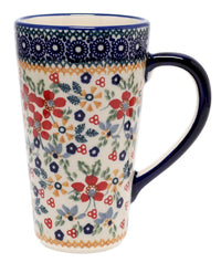 A picture of a Polish Pottery John's Mug (Ruby Bouquet) | K083S-DPCS as shown at PolishPotteryOutlet.com/products/johns-mug-ruby-bouquet-k083s-dpsc